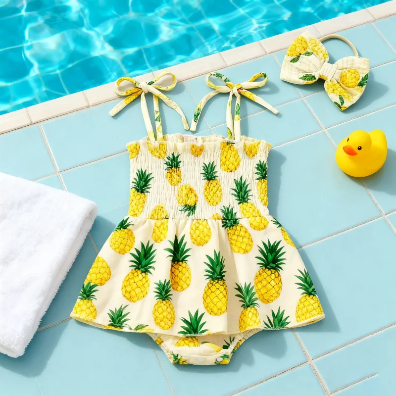 Custom One Piece Swimsuits for Little Girls Mini Tight Bikinis with Shorts Character Swimwear for Kids for Children