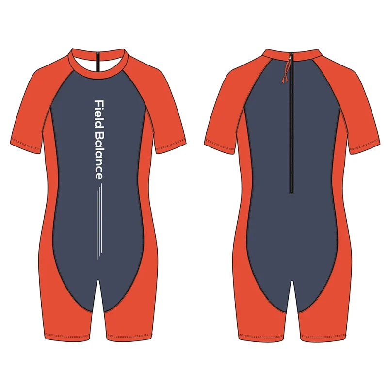 OEKO TEX Summer Swimwear Short Sleeves Zipper Kids Swimming Clothes Children's One Piece Swimsuit for Girls