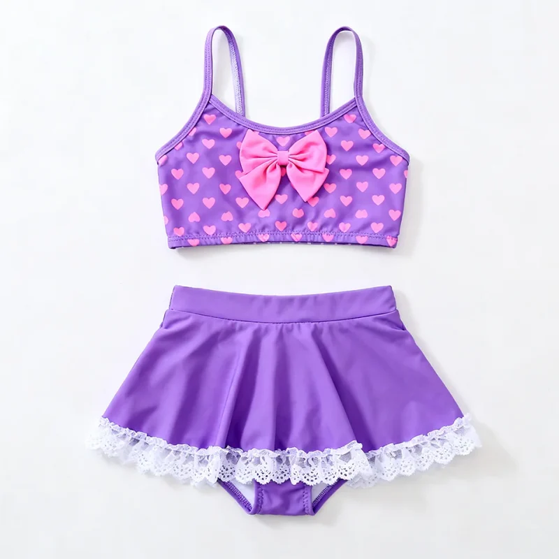 OEKO TEX Girls Swimming Costume Children Ruffle Swimsuit UV 50 Swim Wear Custom Kids Swimwear with Bows