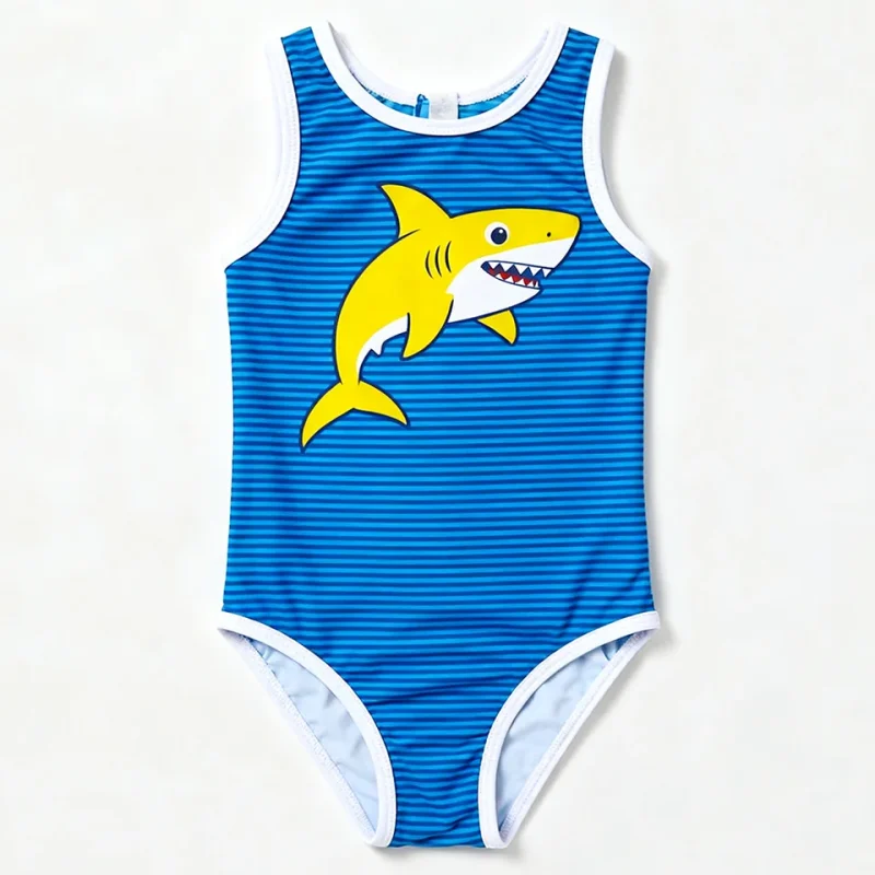 OEKO TEX Custom Summer Toddler Girl One Piece Swimsuit Kids Beach Swimming Wear Striped Print Baby Bathing Suit