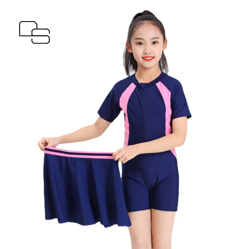 DS Summer Breathable Quick Dry Children Girl Swimming Suits Cute One Piece Swimwear Bathing Suits