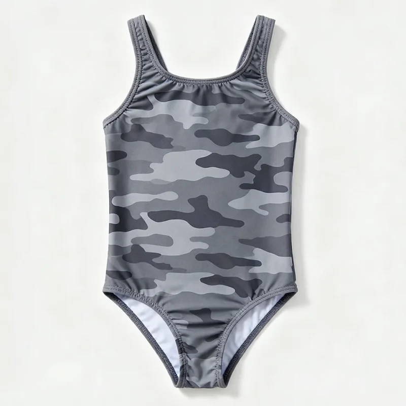 OEKO TEX Kids Camouflage One-Piece Swim Suit UPF 50 Girls Bathing Suits for Beach Toddler Swimwear Printed Baby Swimwear