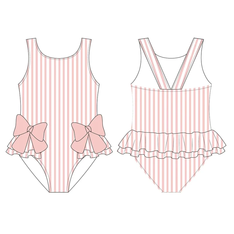 OEKO TEX Custom Bathing Suit Kids Swimming Clothes Recycled Fabric Summer Beach Toddler Girl One Piece Swimsuit with Skirt