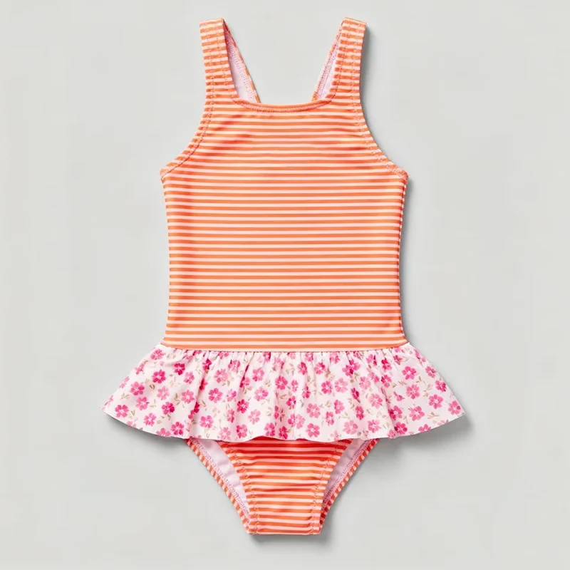 OEKO TEX Kids Bathing Suits UV Swimwear Popular Summer Beach UPF 50 Eco-friendly Girls Toddler One Piece Swimsuit with Skirt