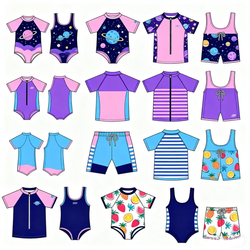 OEKO TEX Custom Baby Swimwear Toddler Girls Clothing Sun Protection Children Swimming Costume Floral Pattern Kids Swimsuit