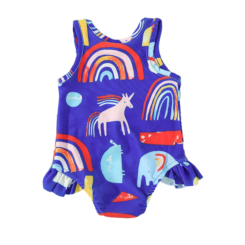 Summer Sleeveless Newborn Baby Girl Bikini Set Funny Cartoon Animal Print Bodysuit Swimwear for Girls