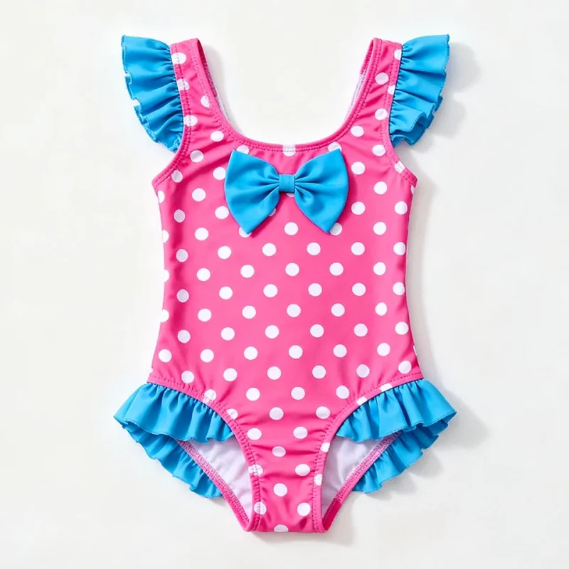 OEKO TEX Ruffle Girls Swimwear Toddler Swimsuit Swimming Suits Kids One Piece Swimwear with Bows