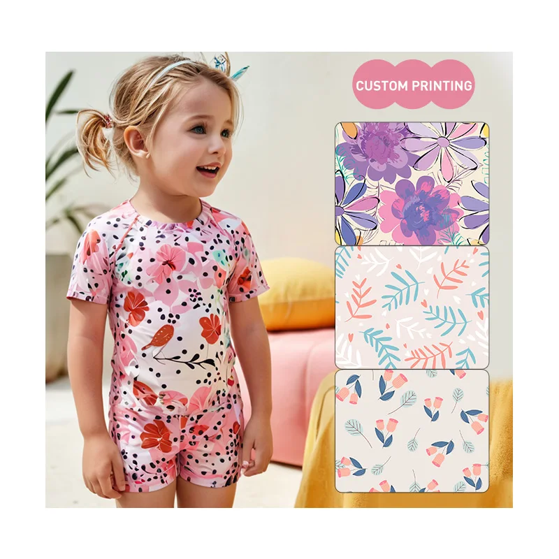 OEKO TEX Custom Print European UPF50 Summer Beach Toddler Swimwear Girls Hot Sale Kids Swimsuit