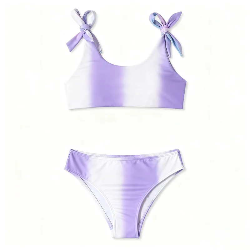 High Quality Customized Girls Swimwear UV Protected Kids Bikinis and Two Piece Sets with Print Pattern for Children