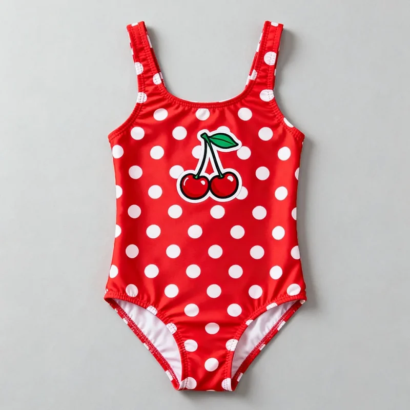 OEKO TEX Custom Kids Swimwear Girls Swimming Costume Dot Print Children One Piece Swimsuit for Beach Parties