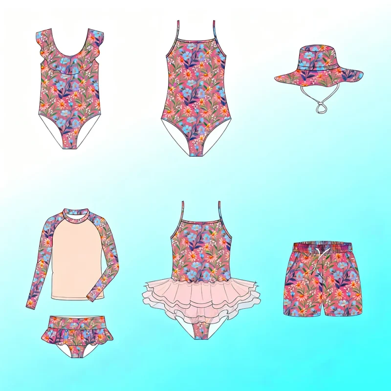 OEKO TEX Wholesale Baby Beach Clothes Custom Eco Friendly Sustainable Recycled Girl Kids Swimwear Beachwear Summer Swimsuit