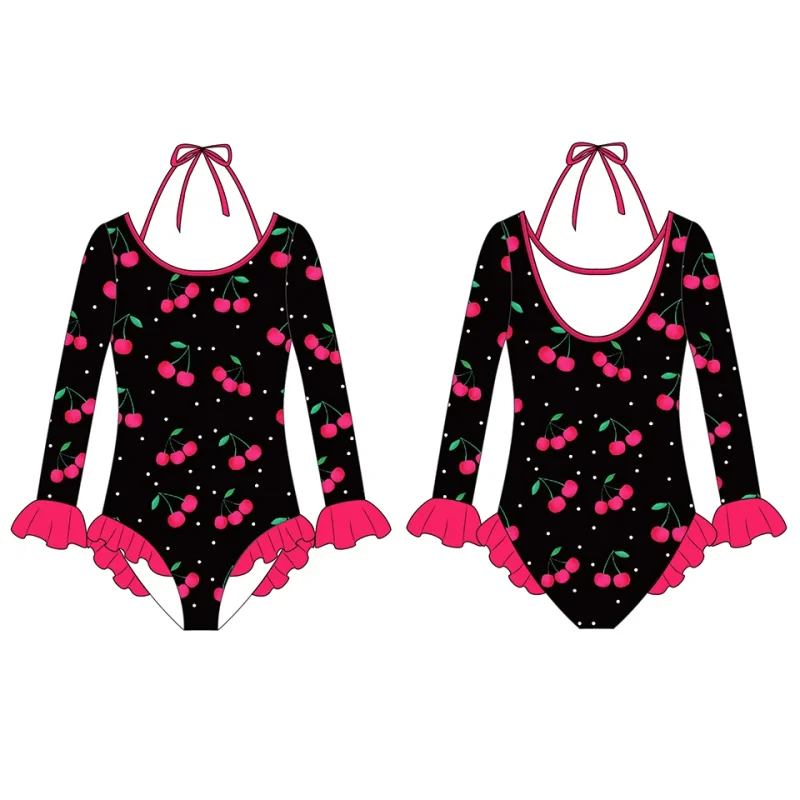 OEKO TEX Eco Friendly Children Uv Rash Tops Sustaniable Fabric Sun Protection Long Sleeved Girl One Piece Swimsuit