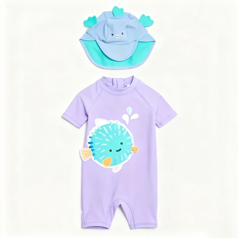 High Quality Custom Kids Swimwear UV50/UPF 50 Breathable & Eco-Friendly Spandex/Polyester Suits for Girls and Baby