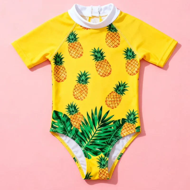 OEKO TEX Summer Children Swim Suit Supplier Pineapple Pattern Toddler Swimwear Girl One Piece Swimsuit for comfort