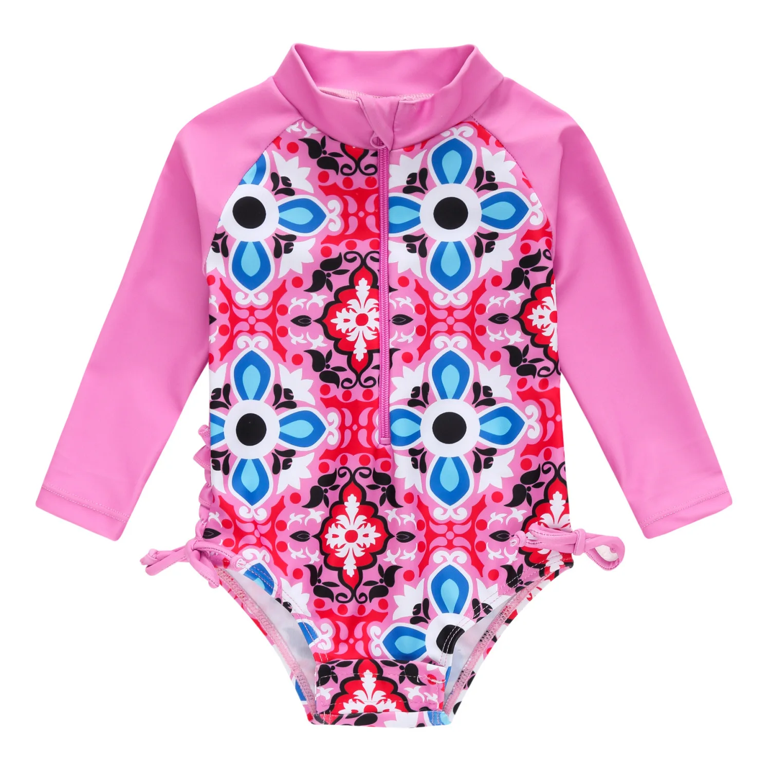 Customized 1-6T Toddler Girls Summer Casual Long Sleeve O Neck Floral Print Bodysuit Swimsuit Heart Flowers Kids Girl Swimwear - Image 6