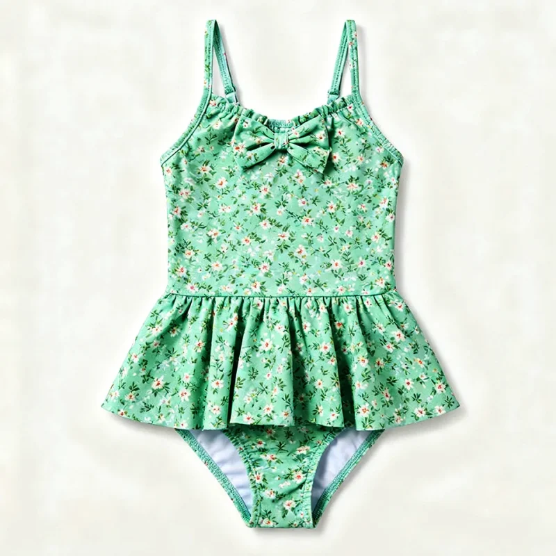 OEKO TEX Girls Eco Friendly Swimwear Beachwear Toddler Summer Beach One Piece Swimsuit with Skirt