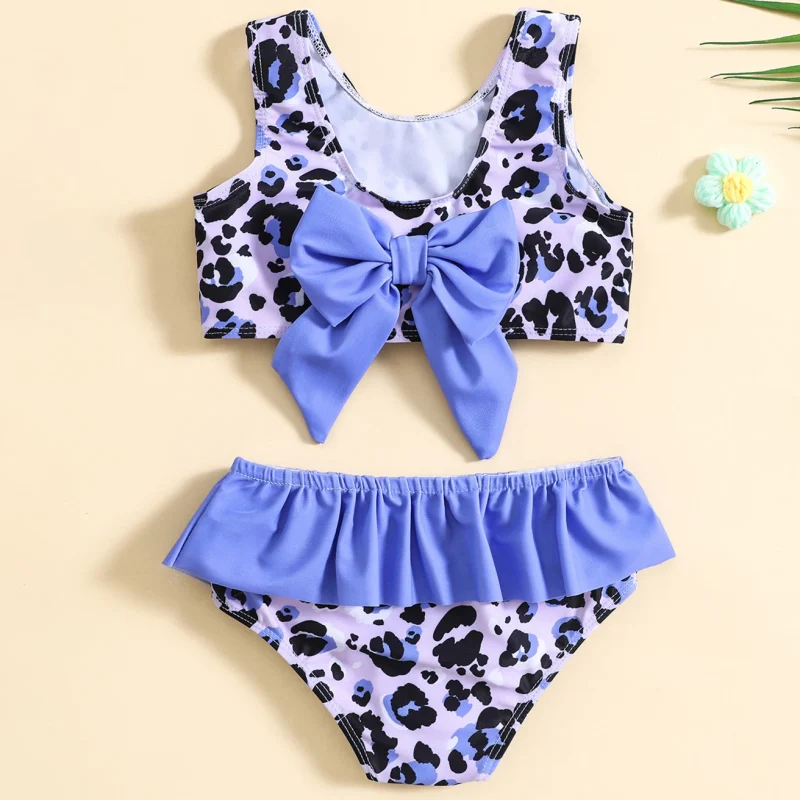OEKO TEX Leopard Print Girls Butterfly Swimwear 2 Piece Bikini Kids Swimming Suit Summer Beach Split Swimsuit