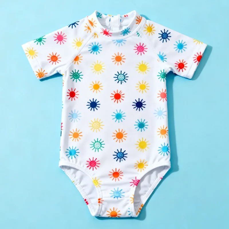 OEKO TEX Girls One Piece Swimsuit Short Sleeve Uv protection Toddler Swim Wear Supplier Printed Bathing Suits for Fashion