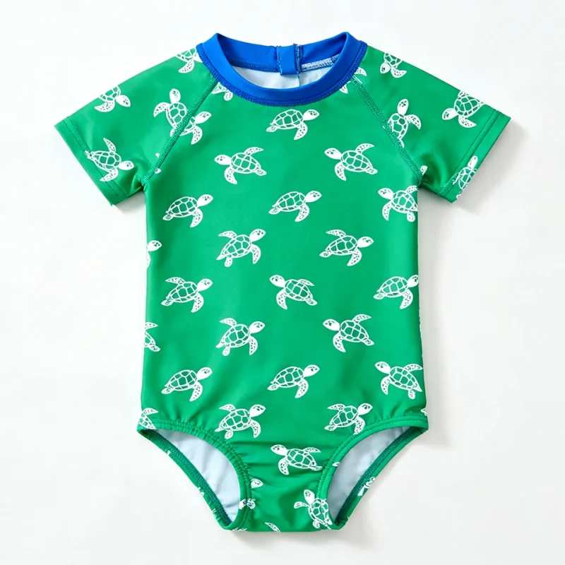 OEKO TEX Custom Gril Swimwear Cartoon Printed Zipper Sun-proof Beach Wear Toddler Kids One Piece Swimsuit for Vacation