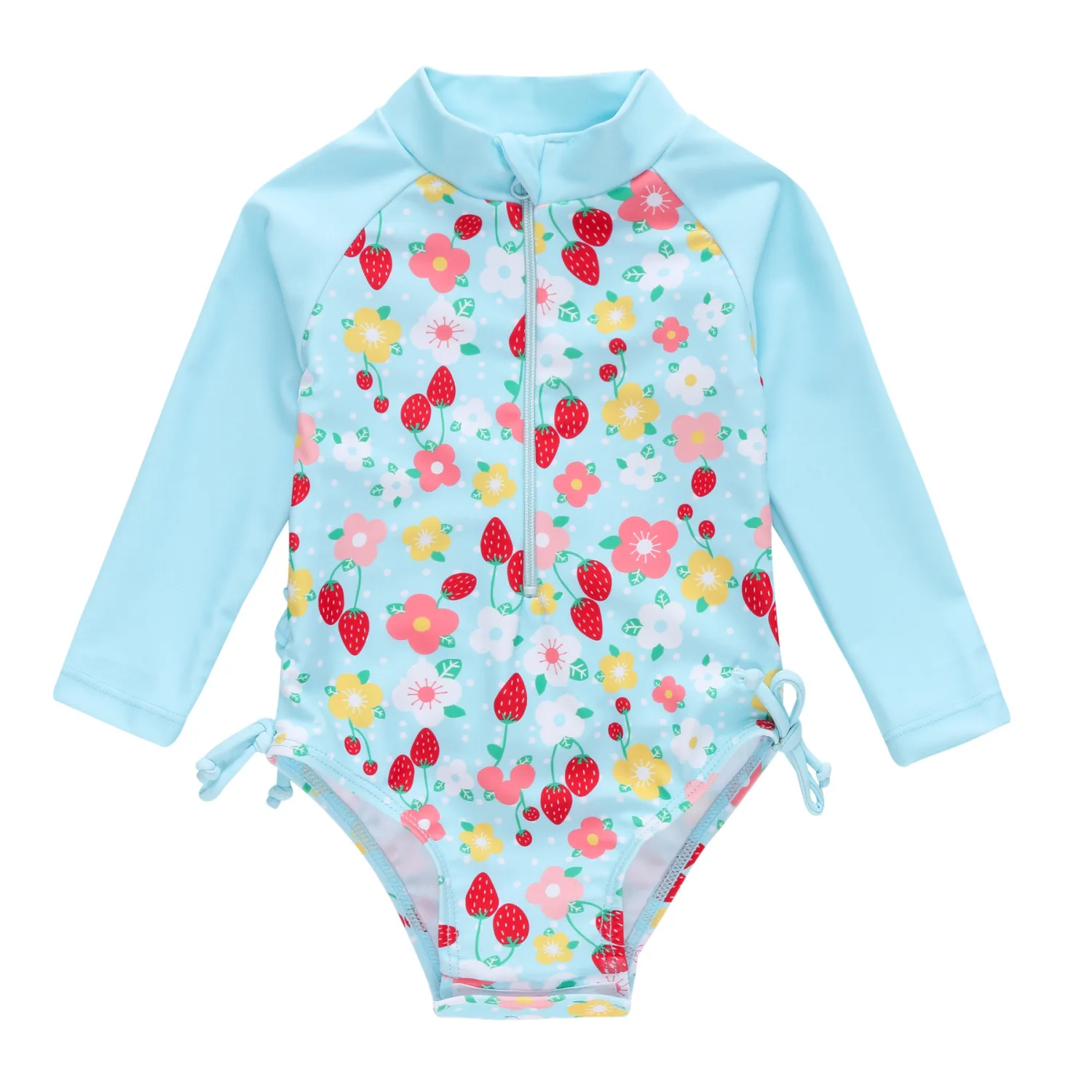 Customized 1-6T Toddler Girls Summer Casual Long Sleeve O Neck Floral Print Bodysuit Swimsuit Heart Flowers Kids Girl Swimwear - Image 3