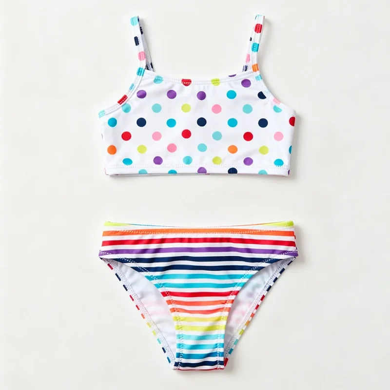 OEKO TEX Custom Recycled Swimsuits Set Kids Swimming Costume Bikinis Beachwear Two Piece Swimsuit for Indoor Pools