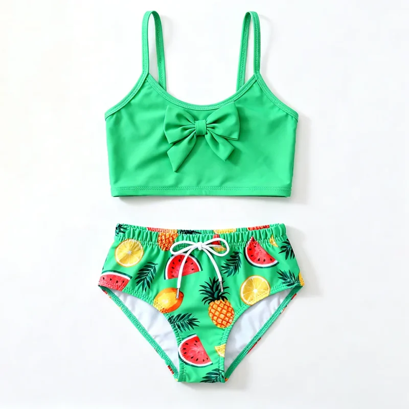 OEKO TEX Certified Girls' Bikini Two-Piece Swimsuit Eco-Friendly Spandex/Polyester UV Protection Quick Dry for Kids Pool Beach