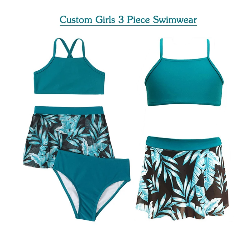 OEKO TEX Girls Swimwear 3 Pieces Bikini Set Children Swimming Suits Recycled Fabric Kids Luxury Swimsuit