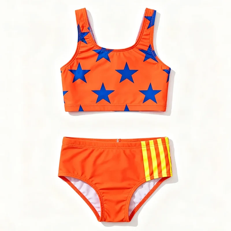 OEKO TEX Custom Swimwear Baby Bathing Suit Children Beach Clothes Girl 2 Piece Bikini Set for Pool Parties