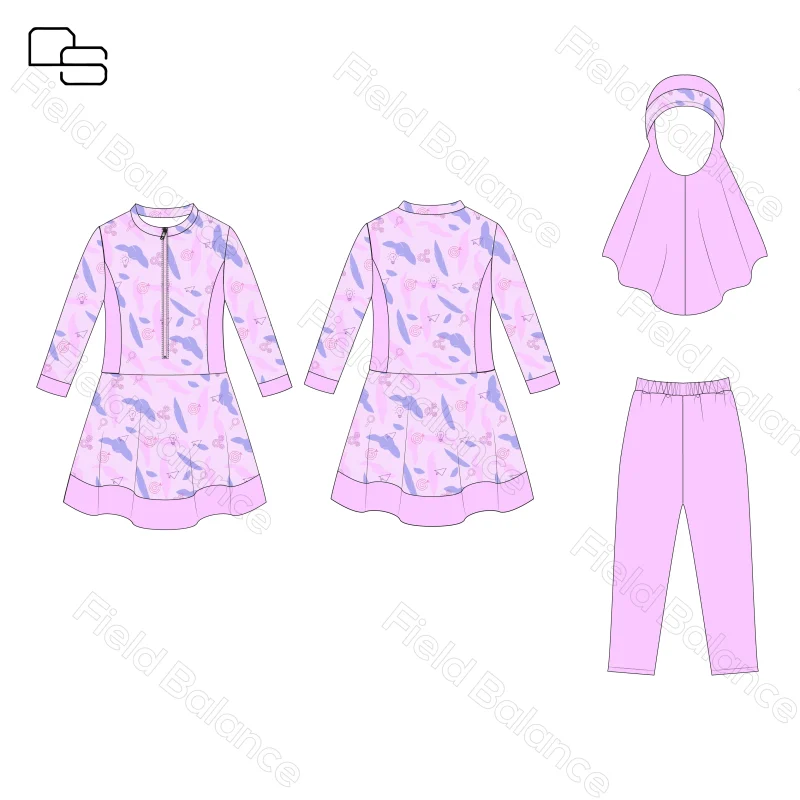 Custom Modest Kids Bathing Suits Eco-friendly Kids Swimwear  Islamic Swimwear for Children Swimsuit Girls Muslim Swimwear
