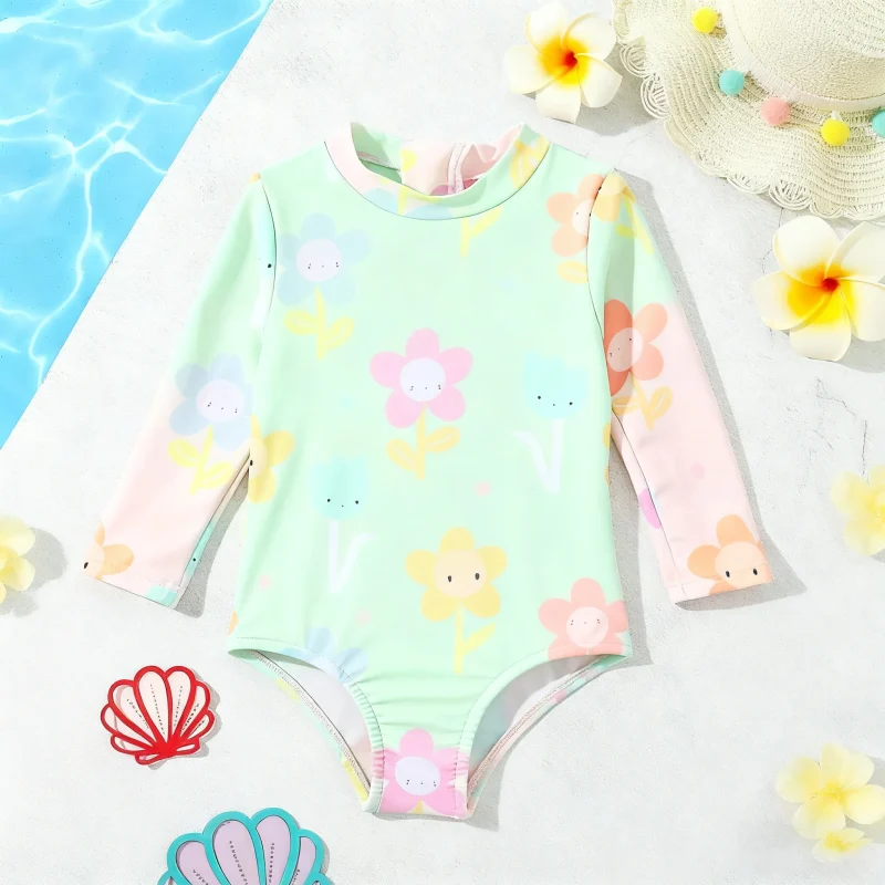 Custom  Protected Long Sleeve Character Swimwear for Kids  Boys' One Piece Romper and Girls' Bikini Swimsuits