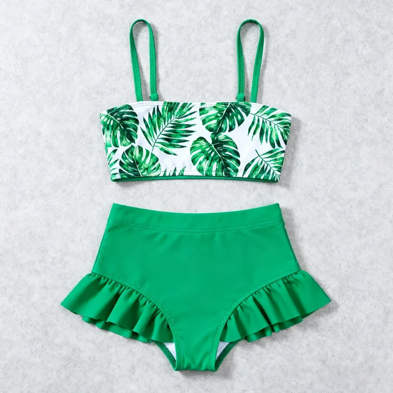 OEKO TEX Kids Bikini Two Piece Swimsuit Beach Swimming Costume Baby Swimming Suit Ruffle Girls Swimwear