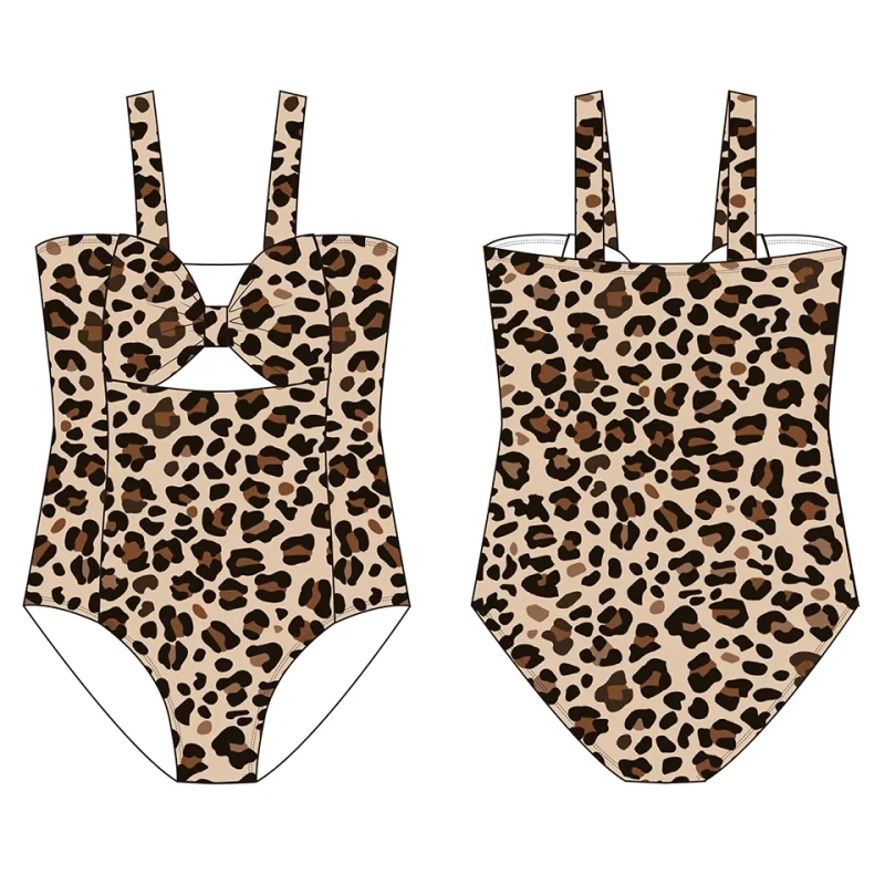 OEKO TEX Repreve Children's One Piece Swimsuit with Leopard Print UPF 50+ Quick Dry & Breathable ODM Service