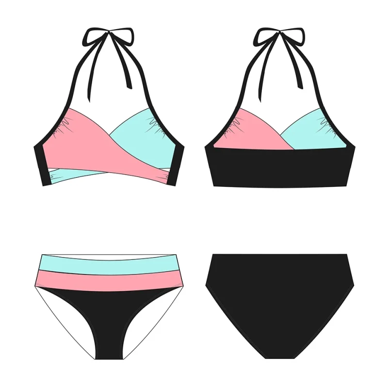 OEKO TEX  Eco Friendly Girls Bikini Custom Size Kids Bathing Suits with UPF50 Protection for Beach Party