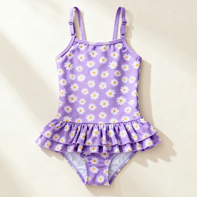 OEKO TEX Girls Floral Printed Swimwear Toddler Summer Beach Wear One Piece Swimsuit Kids Bathing Suits with Skirt