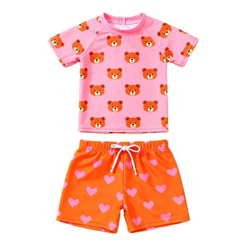 OEKO TEX Custom Girl Two Piece Swim Set Sustainable Summer Beach Clothes Kids Bathing Suits for Baby