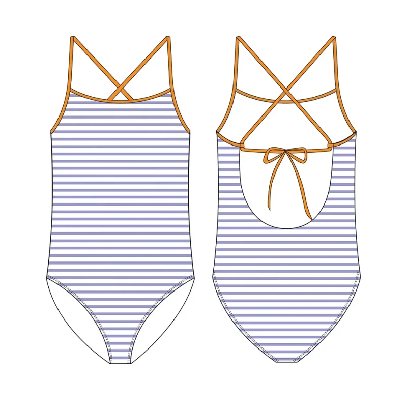 OEKO TEX Eco-Friendly One-Piece Swimsuit for Girls Striped Toddler Bathing Suit Beach Wear for Kids for Age Group