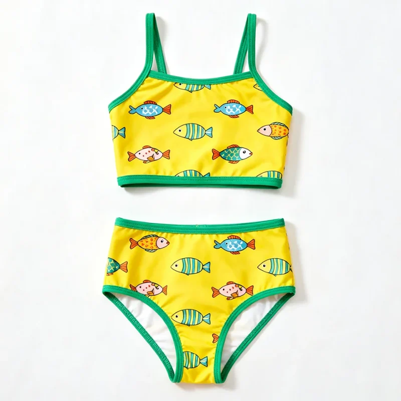 OEKO TEX Toddler Girl Bikini Swimsuits Animal Print UV Protection Kids Swimwear for Summer Beach Clothes