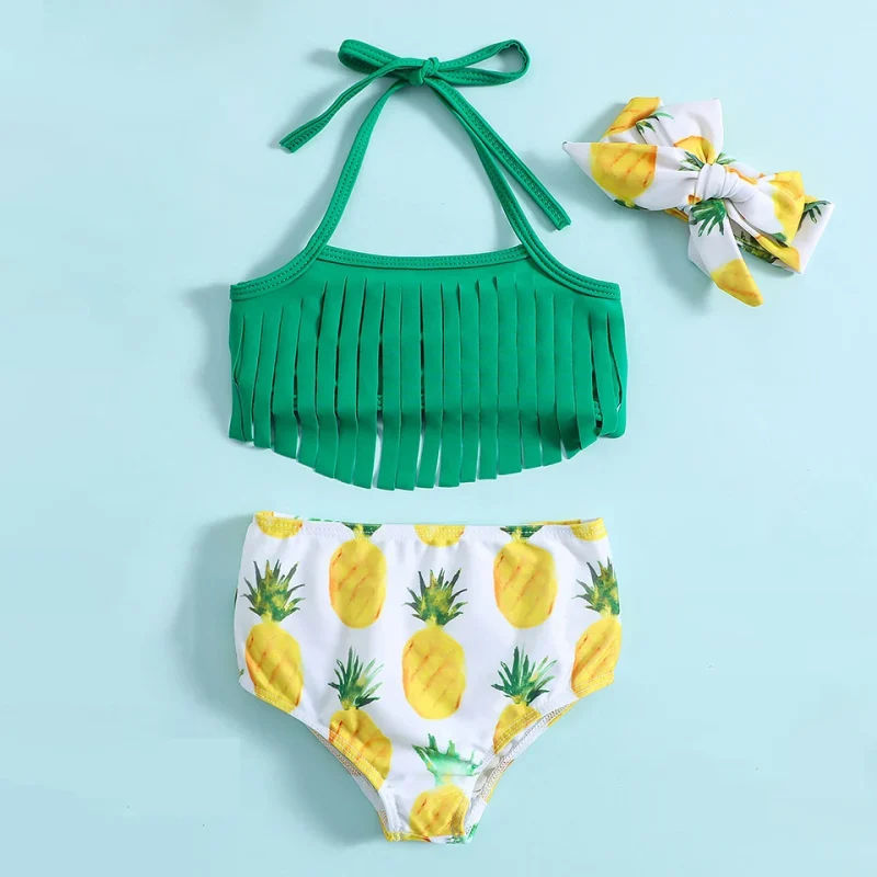 OEKO TEX Kids Swimsuit Pineapple Printed Bathing Suit for Girls ODM OEm Toddler Swimming Wear for Children's Occasions