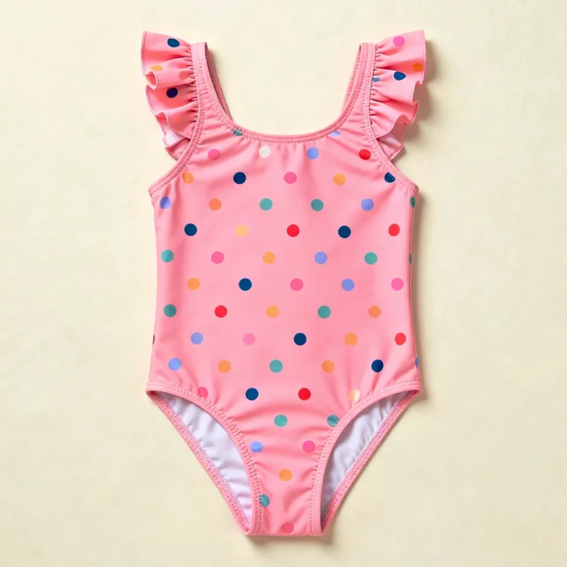 OEKO TEX Recycled Fabric Girls Ruffle Swimwear UPF 50 Toddler One Piece Children Swimsuit