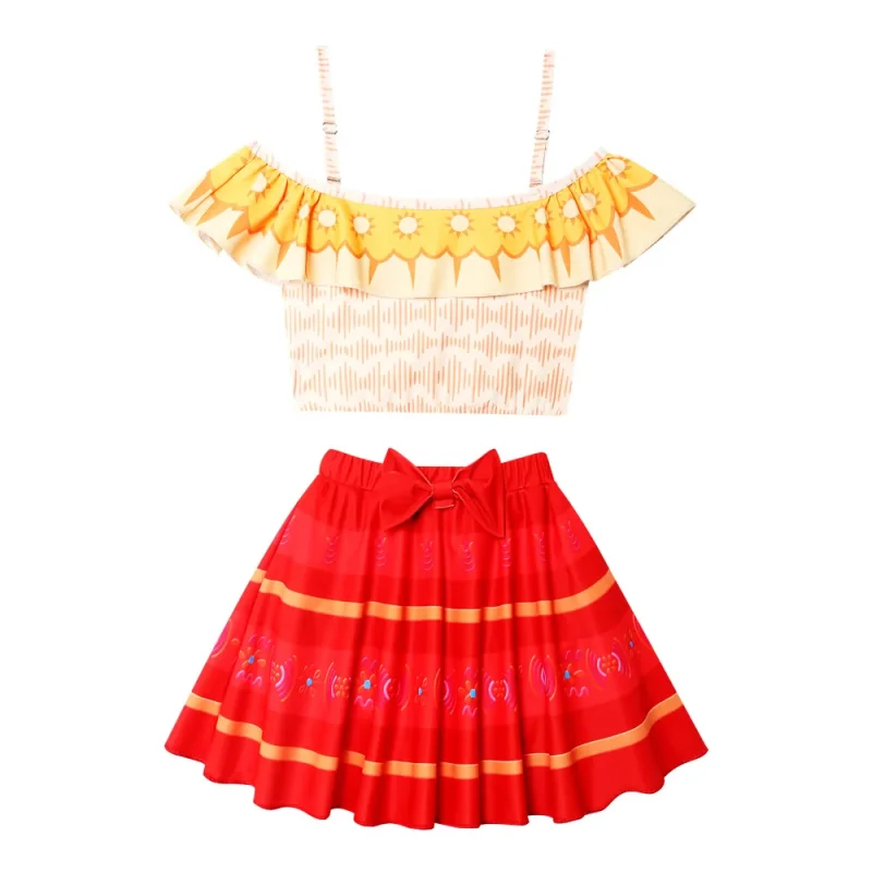 Oeko Tex Girls Swimwear 2 Pieces Bathing Suits Beautiful Beach Swimsuit Kids Swimming Suit with Skirt