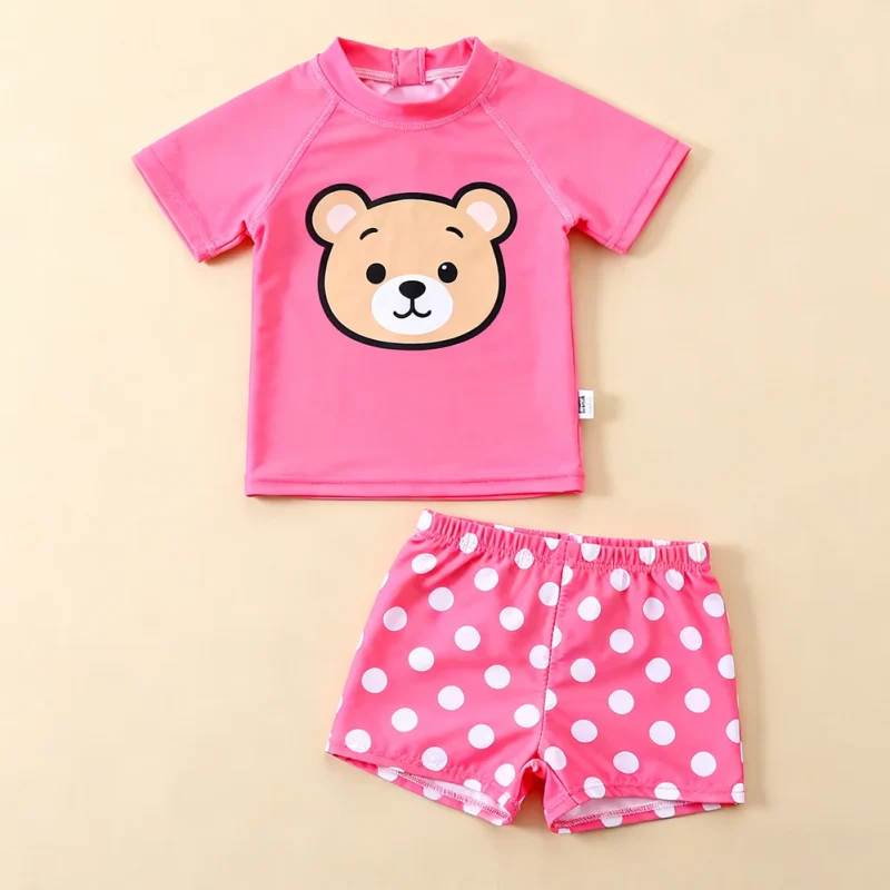 OEKO TEX Custom Baby 2-Piece Girls Swimwear Spandex/Polyester Breathable Soft Eco-Friendly Pool Swimsuit