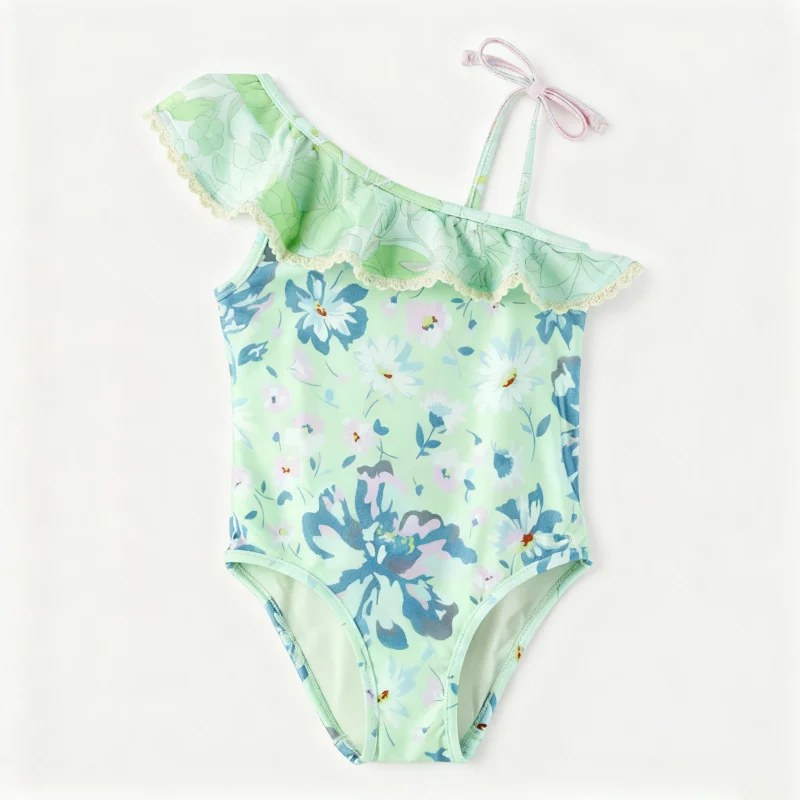Sexy Pretty One-piece Girls Swimwear for Children From Baby to Teenage Summer Beachwear with UV Protection Eco-Friendly Material