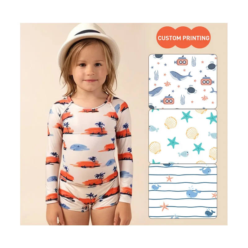 FIELD BALANCE Custom Logo Long Sleeved Baby One Piece Swimsuit 2024 Girls Toddler Swimwear Kids