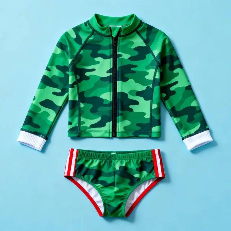 OEKO TEX Repreve High Quality Kids Uv Swimwear Camouflage Long Sleeved Rash Guard Children Girl Swimsuit for Outdoor Activities