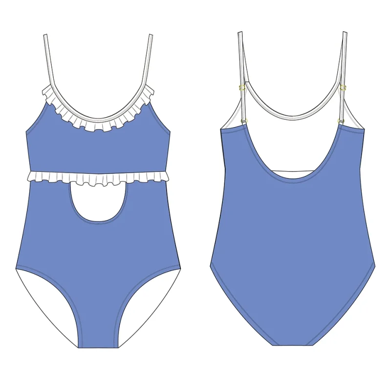 OEKO TEX Custom Kids Bathing Suits One Piece Swimsuit Supplier Recycled Fabric Ruffled Toddler Girl Swimwear for Pool Parties