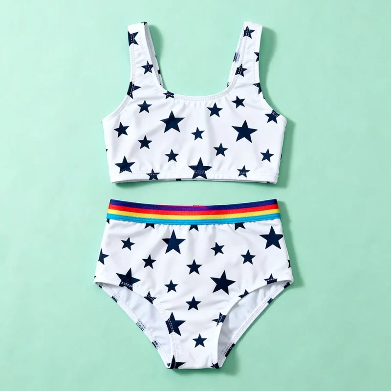 OEKO TEX Toddler Swimsuits Set Kids Swimming Costume Star Print Two Piece Bikinis Beachwear Swimwear for Beach