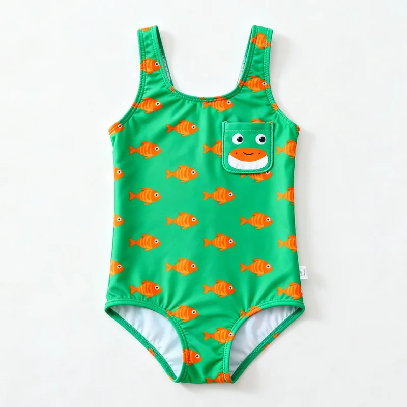 OEKO TEX custom Girls Swimwear Toddler Swimsuit Swimming Suits Kids One Piece Bathing Suits with Pocket