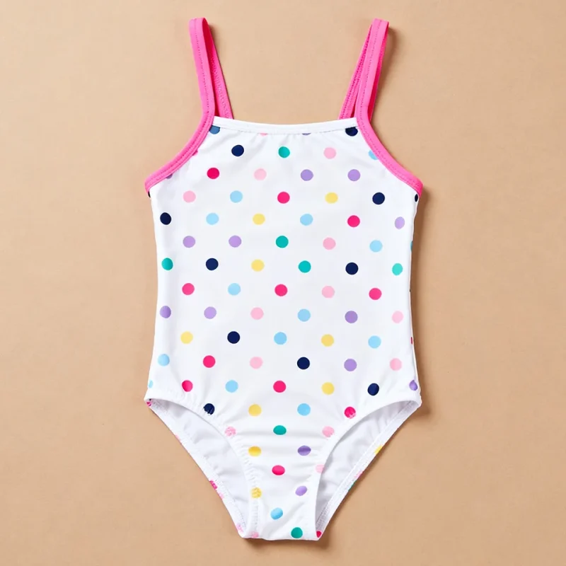 OEKO TEX Kids UPF 50 Swimwear Dot Toddler Girl Fashion Popular Summer Beach One Piece Swimsuit