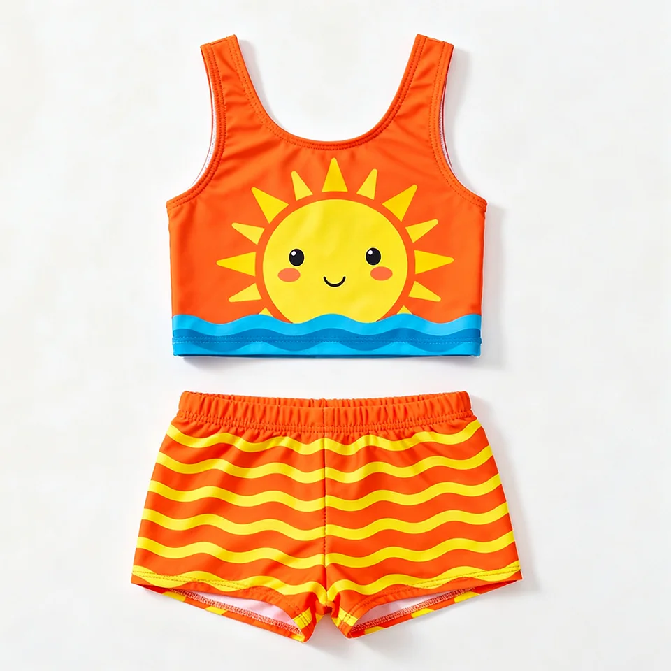 Colorful kids' activewear displayed in bulk, highlighting vibrant designs and quality materials for B2B wholesale buyers.