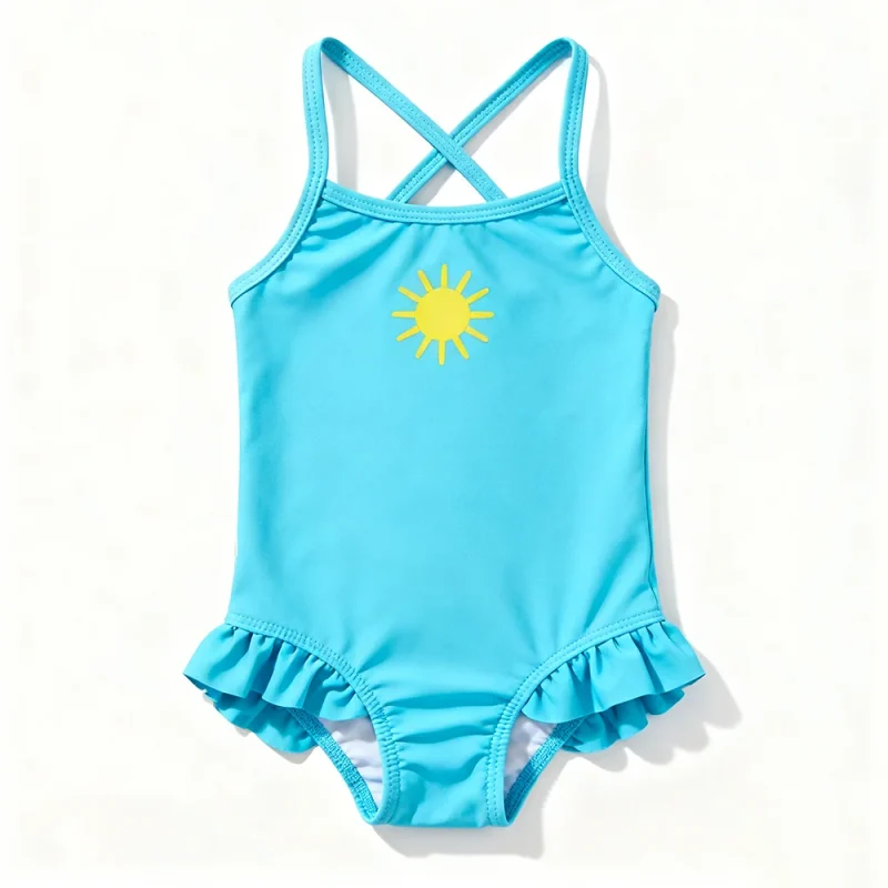 OEKO TEX Certified Custom Baby One-Piece Swim Suit for Girls Soft Breathable Spandex/Polyester Cute Ruffle Design Summer Beach